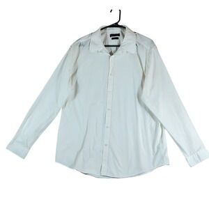 Red Herring Mens White Red Line Slim Fit Dress Shirt 17.5 Collar